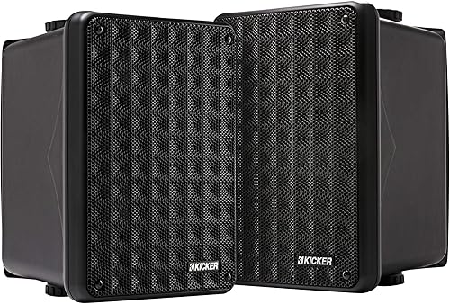 Par de altavoces KICKER KB6B de 2 vías de gama completa para interior y exterior (par) Altavoces resistentes a la intemperie para patio, garaje,