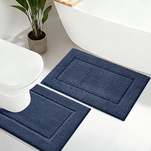 Miniatura 34 de Alfombras de baño de 32"x20", tapete de baño de microfibra absorbente ultra suave, grueso, afelpado y esponjoso, respaldo antideslizante, tapetes de