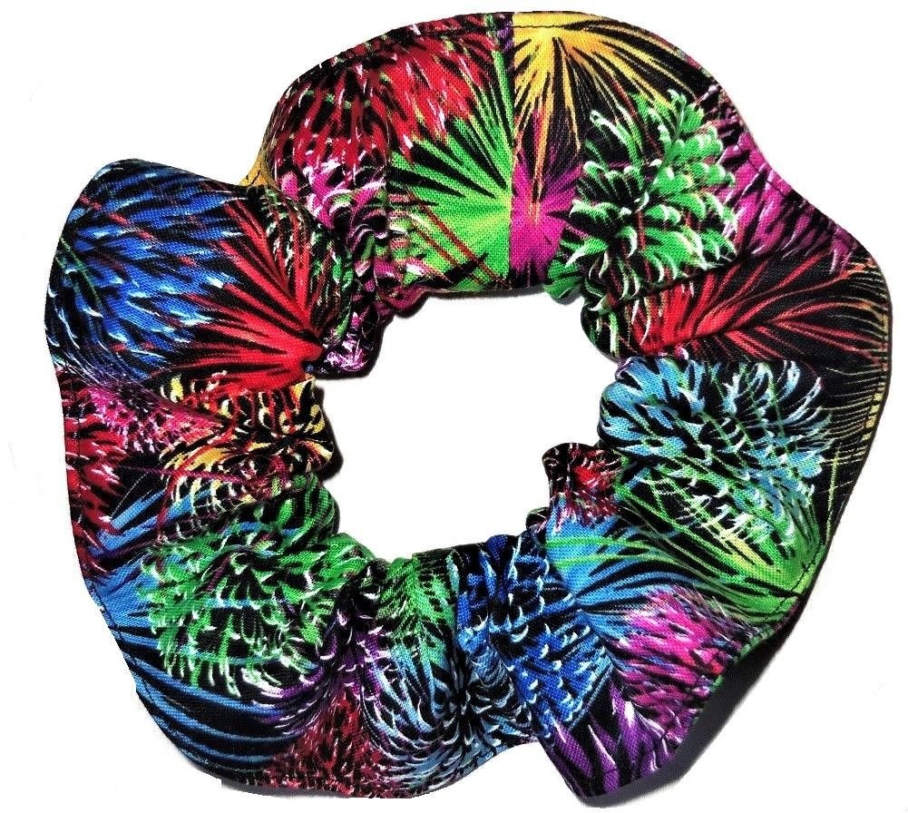 Fireworks Rainbow Hair Scrunchies Ponytail Holders handmade by Scrunchies by Sherry