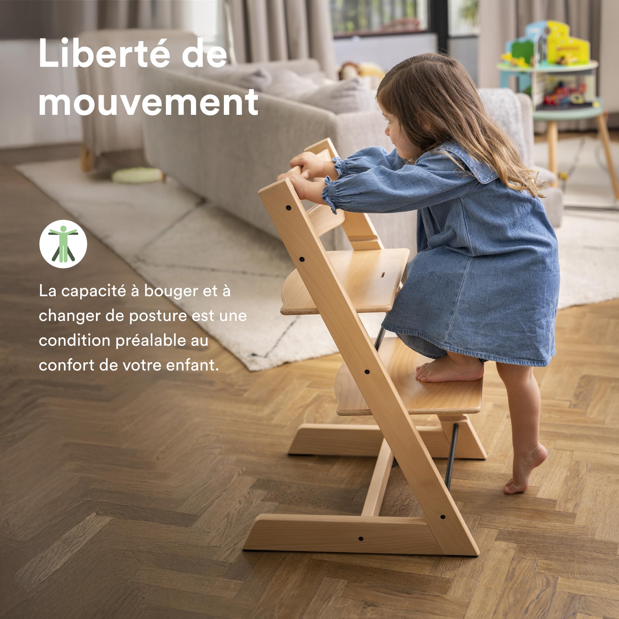 Chaise Tripp Trapp Stokke, Naturel - Chaise évolutive et réglable, adaptable de la naissance à l’âge adulte - Pratique, confortable et ergonomique - Design classique