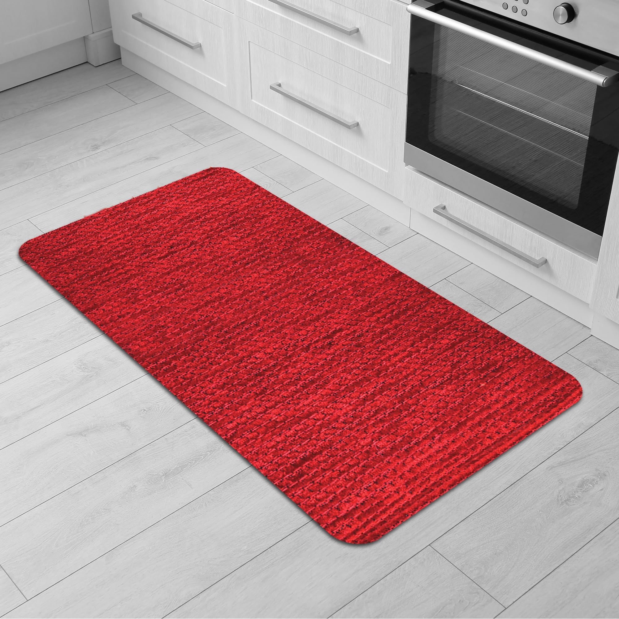 Comart, Alfombra Nancy para Cocina, Pasillo y decoración, Antideslizante, de Chenilla, Borde Antideslizante, Suave, Resistente, Lavable a máquina, Fabricada en Italia, Color Rojo, 50 x 100 cm