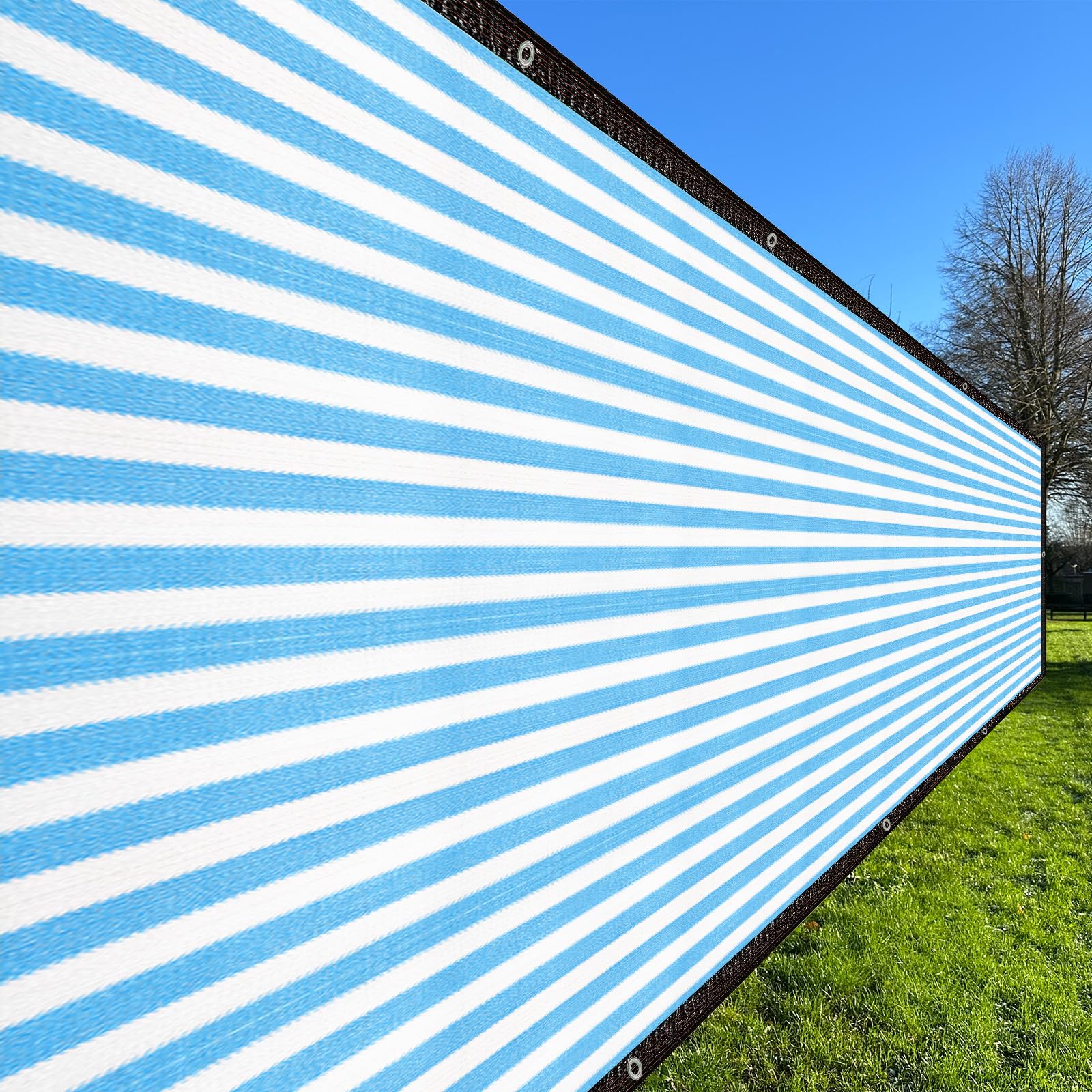 sourcing map Fence Privacy Screen 2m x 9m(18 Sqft) Shade Cloth Cover Mesh Fencing Mesh Shade Net Cover for Balcony Outdoor Deck Backyard Porch Plant, Blue White