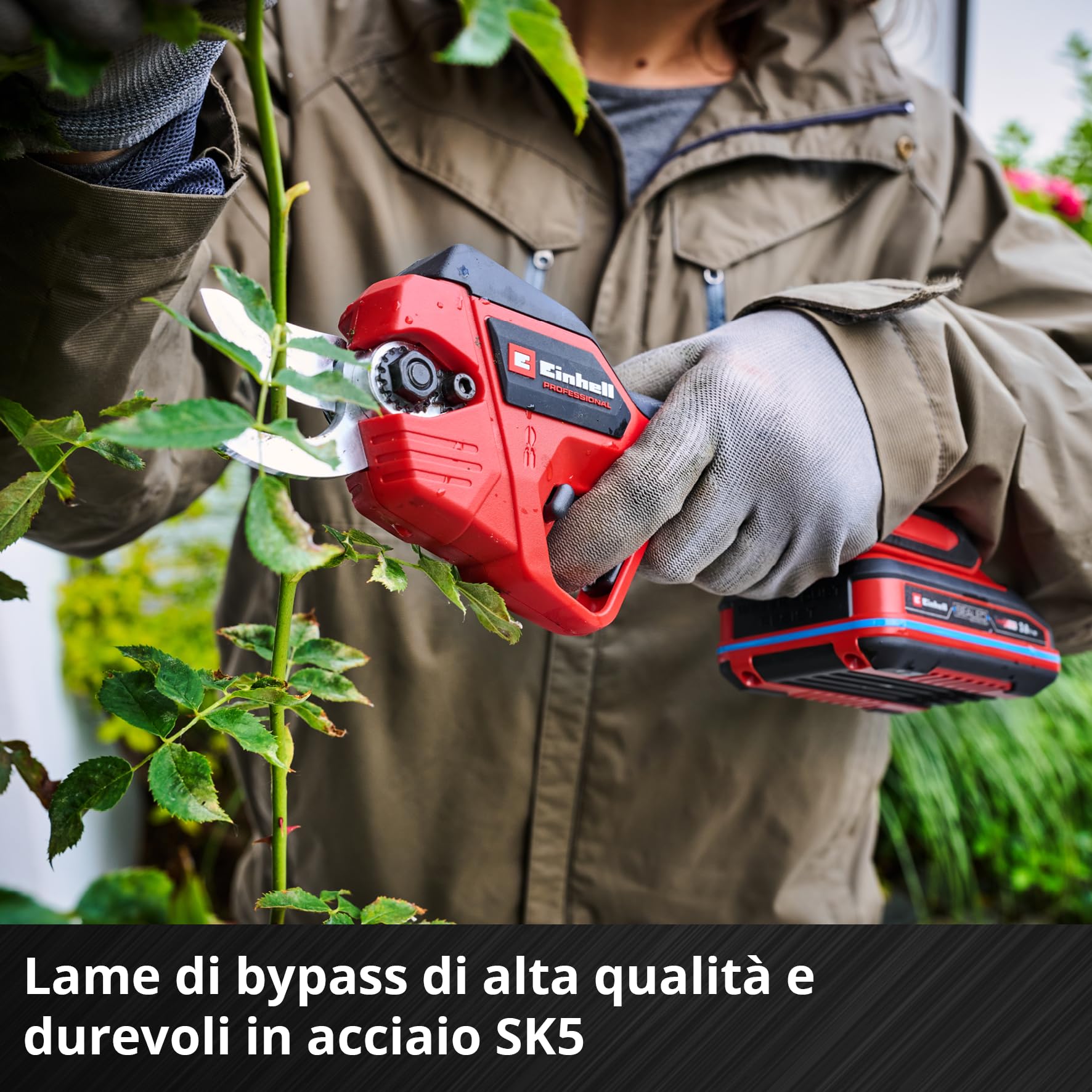 Forbici a batteria GP-LS 18/28 Li BL-Solo Power X-Change Einhell Professional (18 V, capacità di taglio regolabile, rami fino a 28 mm di spessore, lame di bypass, clip per cintura, senza batteria)