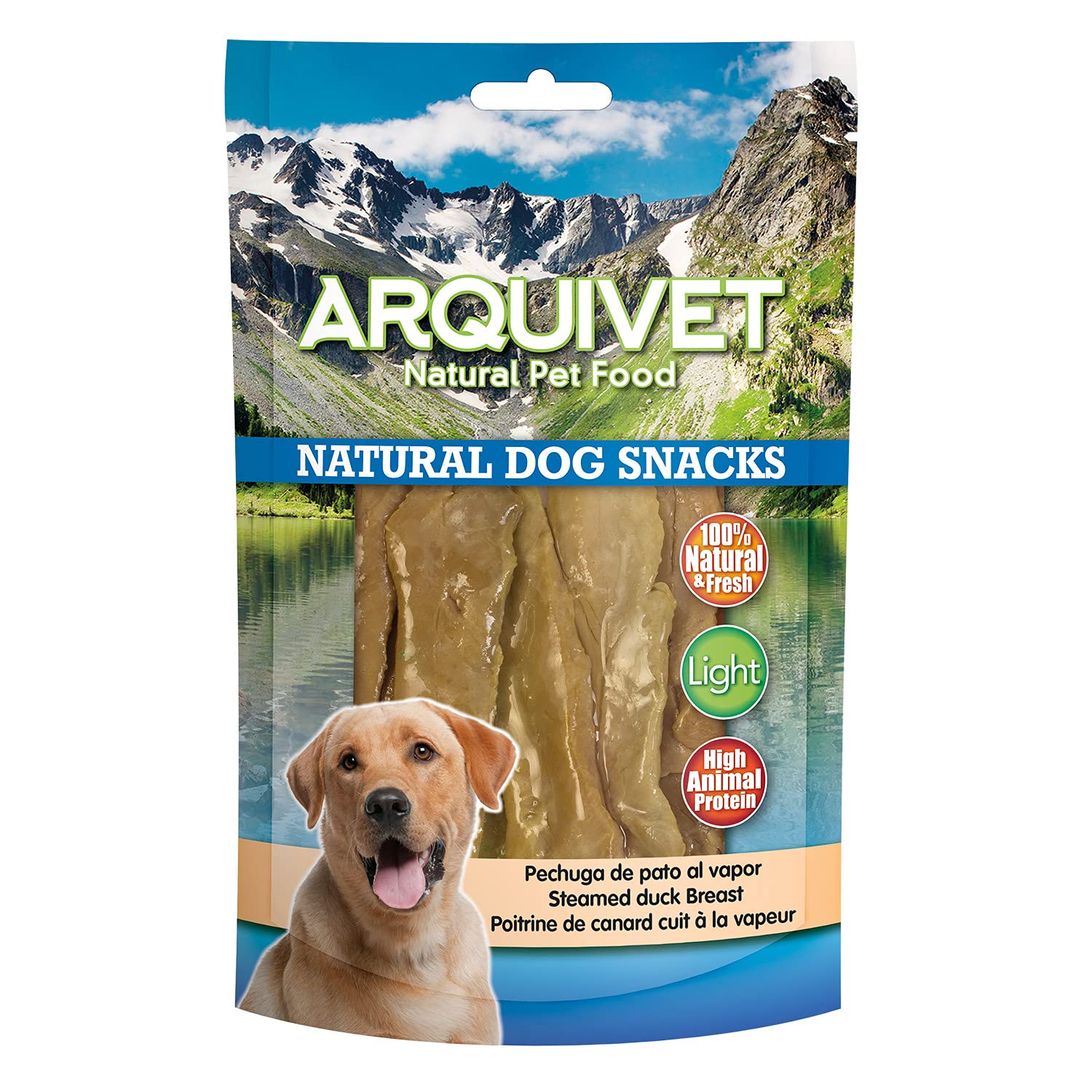 ARQUIVET - Pack 12 Unidades - Snack Pechuga de Pato al Vapor - 100 gr - Natural Dog Snacks