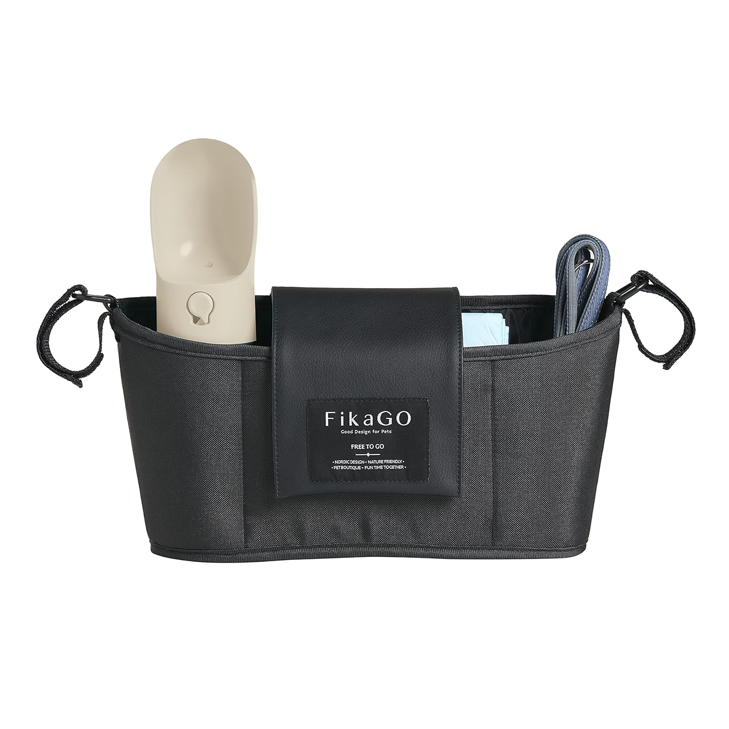 FikaGO: Free to GO: Stroller Organizer. A Stylish Way to Carry Your Pets Necessities While on The go.