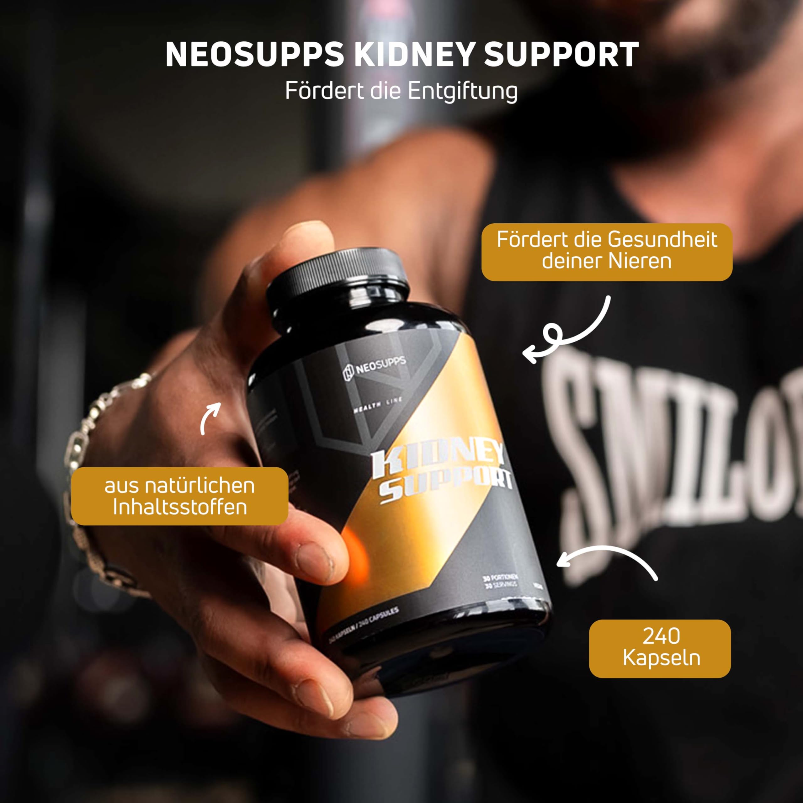 Neosupps Kidney Support, 240 Kapseln Vegan, Natürliche Nierenunterstützung Astragalus, Sinensis & Selleriesamenextrakt, Entgiftung, Harnwegsgesundheit & Zellschutz (240 Kapseln, Geschmacksneutral)