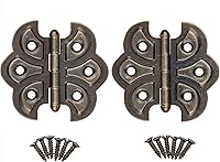Vista 9 de Bisagras de mariposa chapadas en cobre antiguo, paquete de 2, bisagras de puerta de gabinete de montaje en superficie, herrajes para muebles