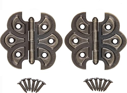 Bisagras de mariposa chapadas en latón antiguo, paquete de 2, bisagras de puerta de gabinete de montaje en superficie, herrajes para muebles,