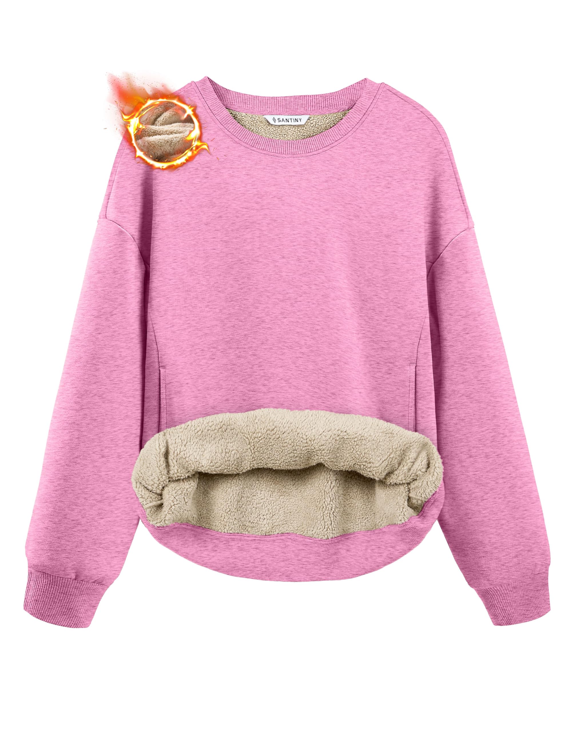 SANTINY Women's Sherpa Lined Sweatshirt