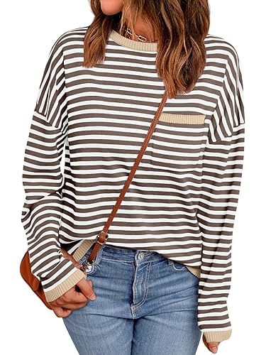 LILLUSORY Womens Striped Soft Knit Pullover Sweater Loose Fit Shirts