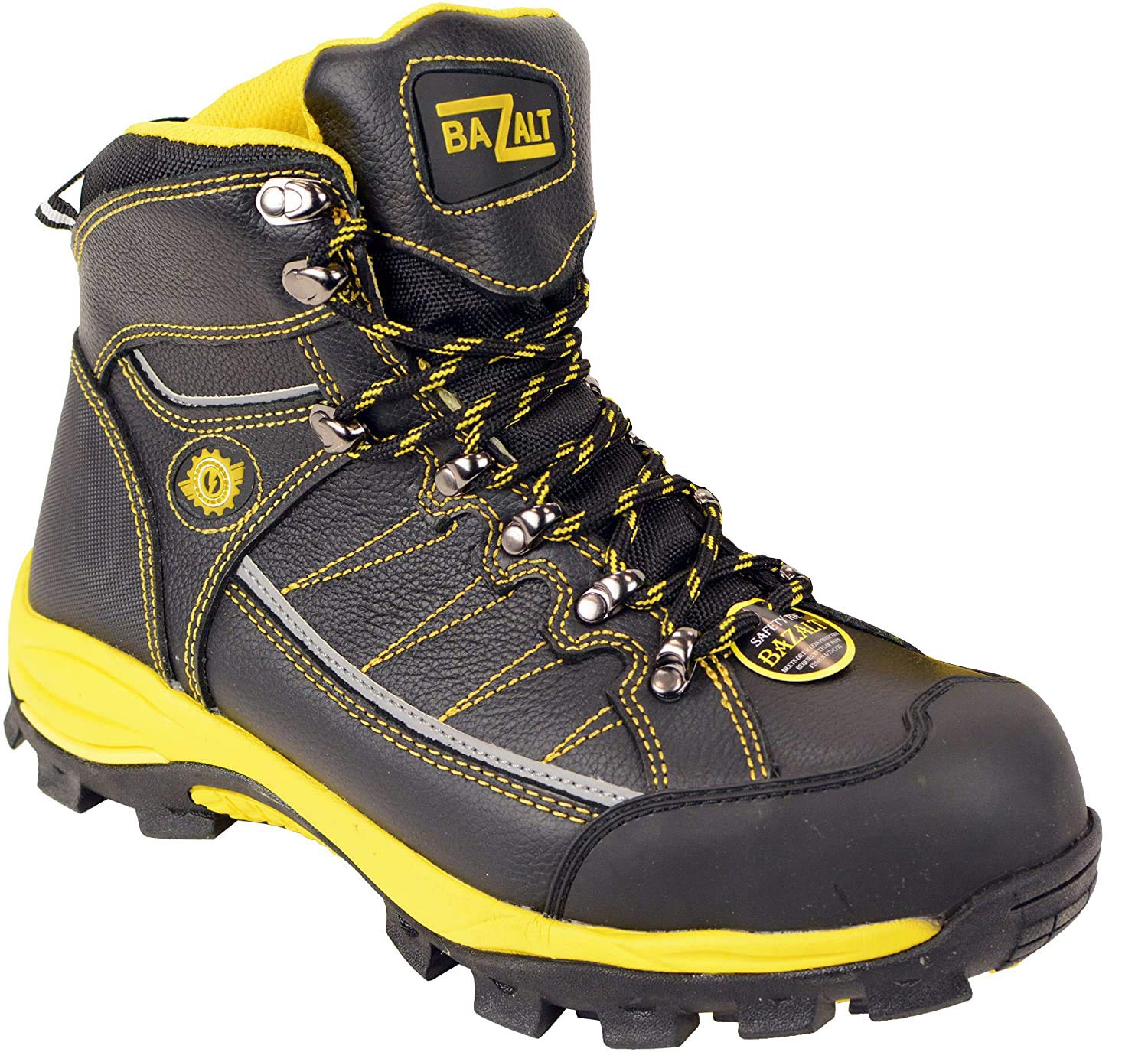 BazaltMen’s Black & Yellow Water & Frost Proof Leather Boots W/Composite Toe mens Bazalt Mens Footwear