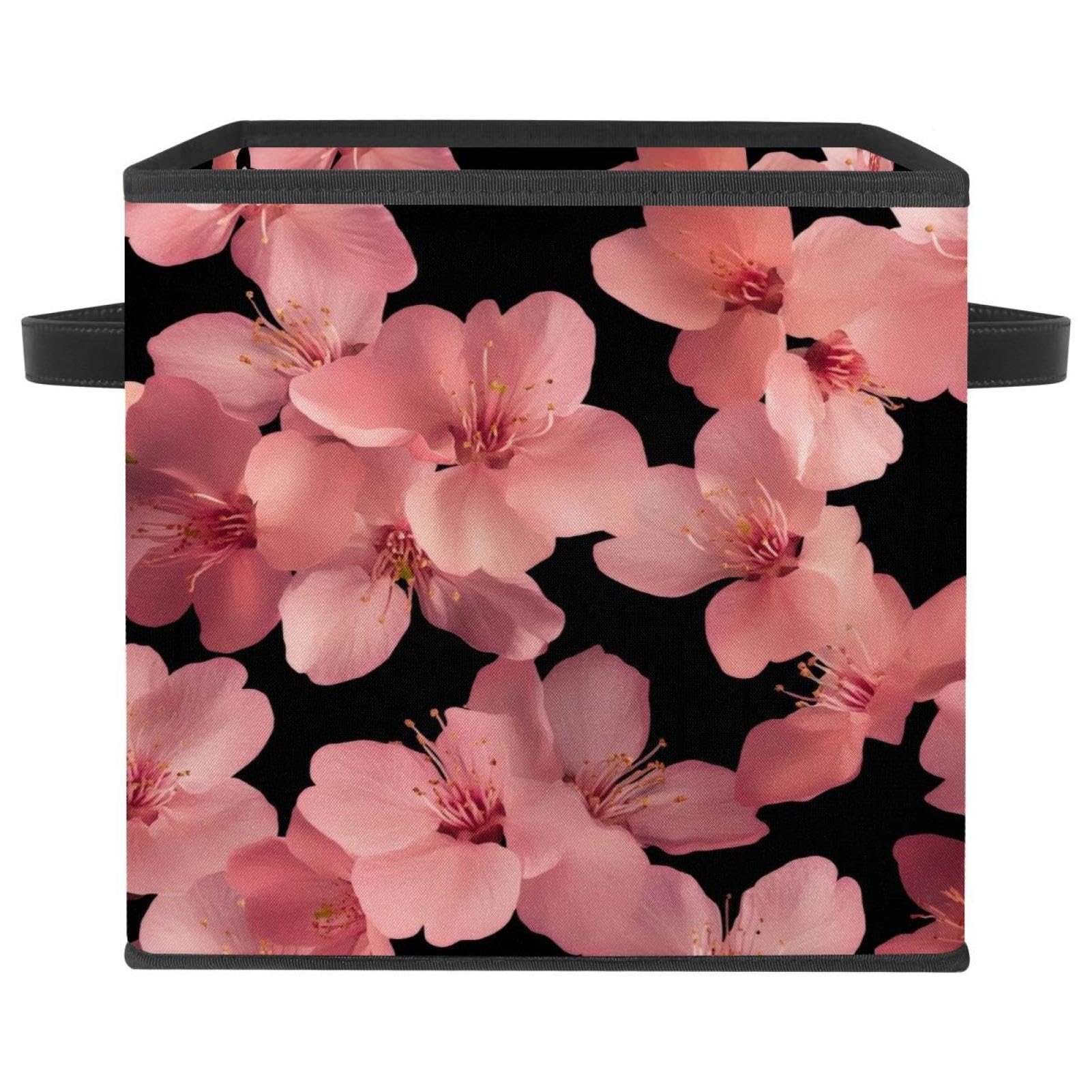 Boîte de rangement fleur rose 27,9 cm en tissu Oxford pliable
