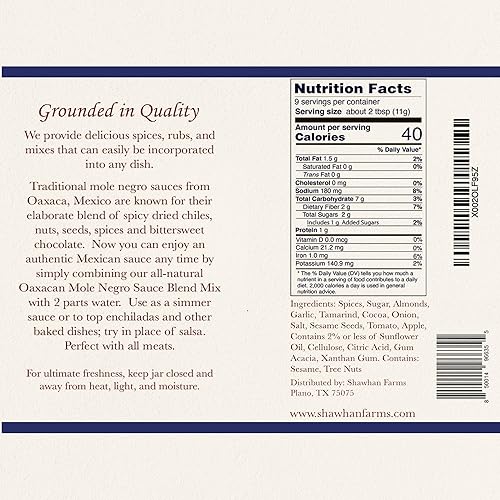 Miniatura 2 de Shawhan Farms Mezcla mexicana de salsa seca de topo, mezcla de negro oaxaqueño, totalmente natural, solo agrega agua, úsalo para comidas simples,
