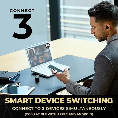 Vista 5 de Technics Auriculares Bluetooth inalámbricos de alta fidelidad prémium con cancelación de ruido avanzada, conectividad multipunto de 3 dispositivos