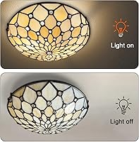 Vista 6 de ARTZONE Tiffany Ceiling Lights, Stained Glass Ceiling Light 2-Lights 12 Inch Tiffany Flush Mount Ceiling Light for Bedroom Dining Living Room