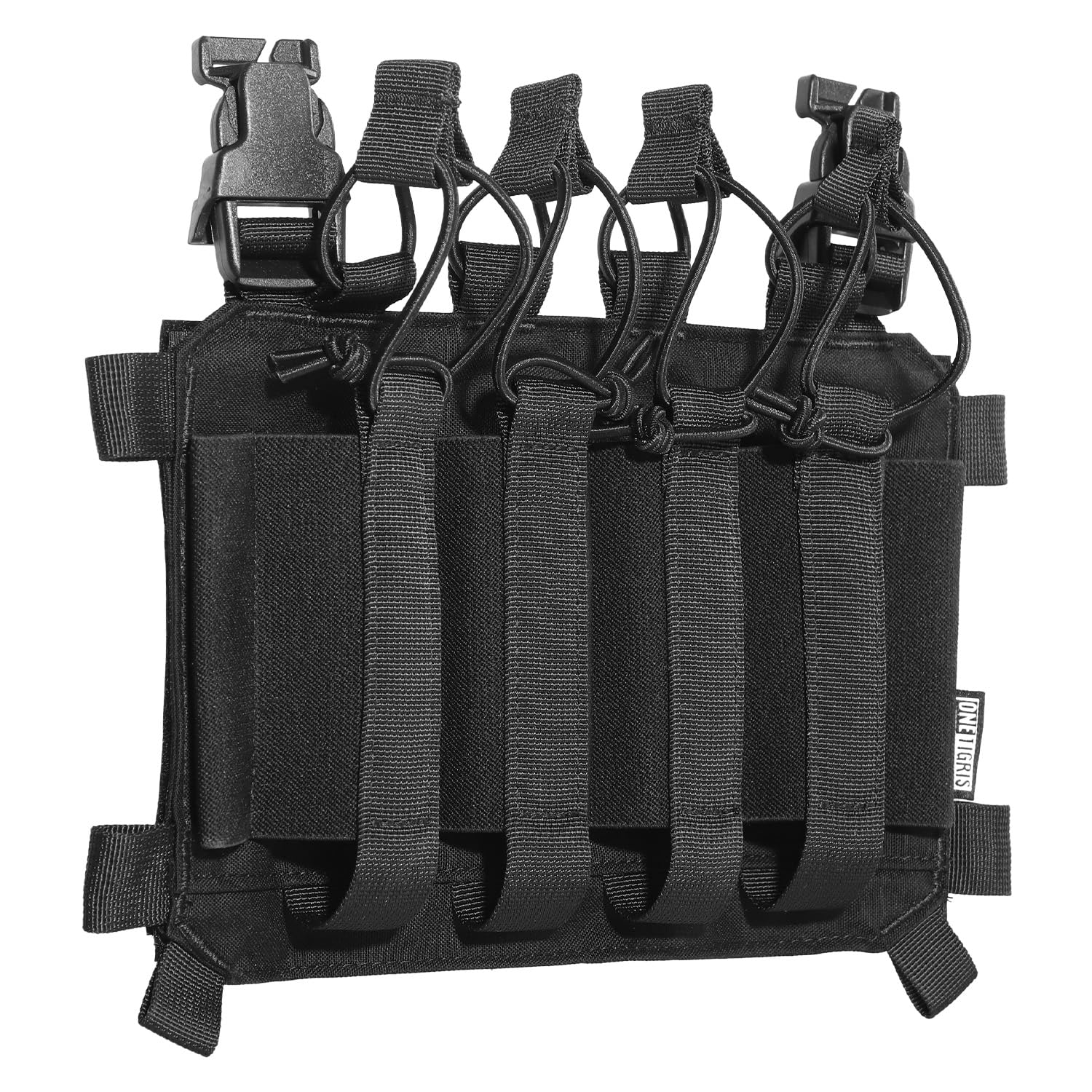 OneTigris SMG Magazine Pouch with Hook Backing Tactical Placard for MP5 MP7 Magazines with Elastic Retention Straps