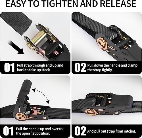 Miniatura 4 de Cartman 1" x 15' amarre de trinquete hasta 1500lbs 6pk en bolsa de transporte, correas de carga