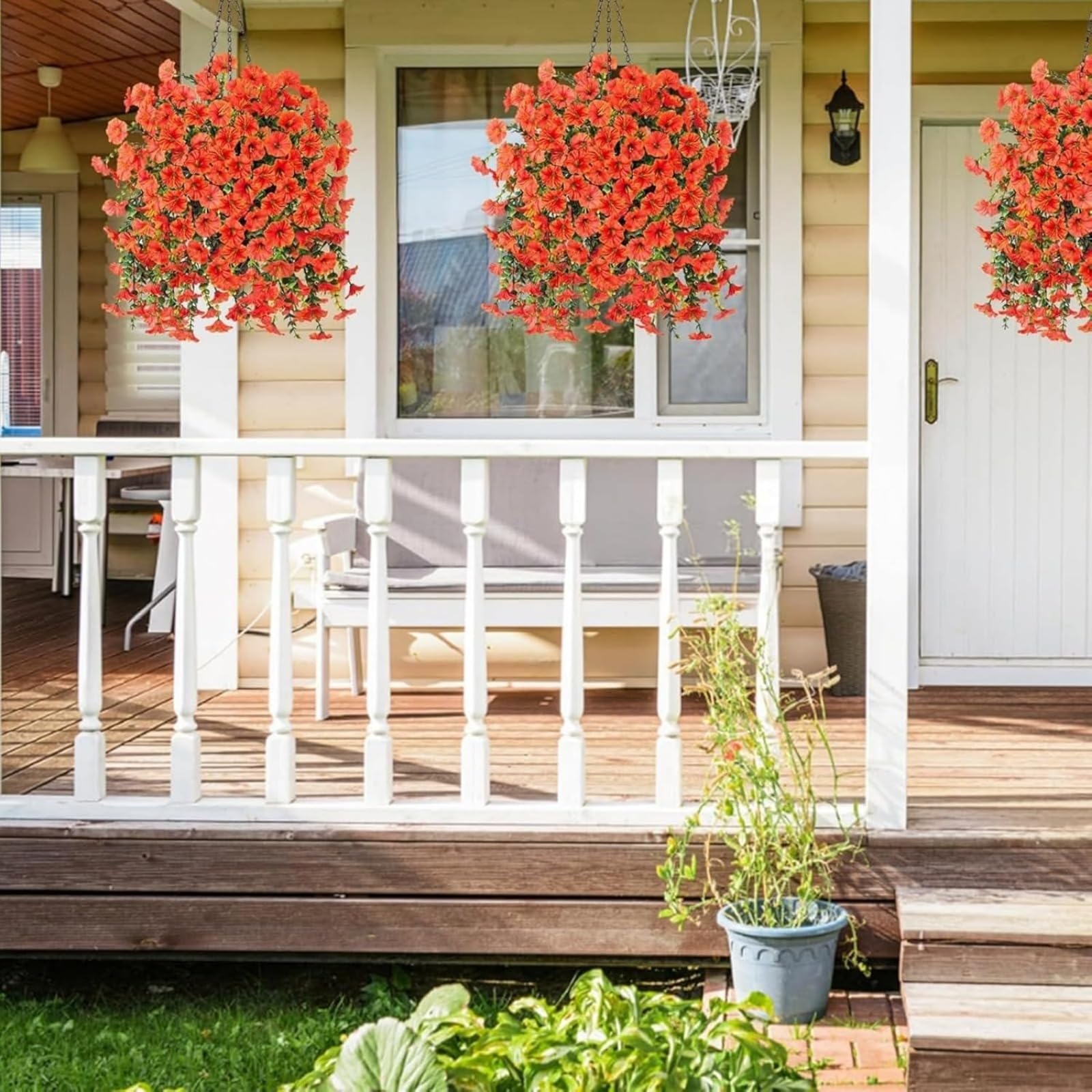 Avoik 4 stuks kunstbloemen, hangende petunia zijden bloemen