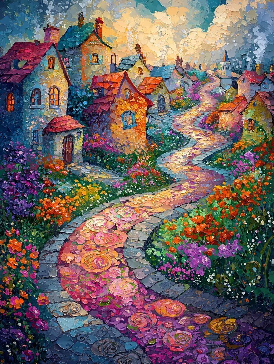 WEISHIWE Dipingere con i Numeri Adulti Paese colorato, 80x100cm s-73 | Paint by Numbers Kit con Pennelli e Acrilico Pigmento, Fai da te Olio La Pittura di Numeri Kit, Decora la Casa, senza Cornice