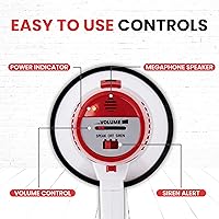 Vista 4 de Pyle megáfono altavoz compacto, funciona con baterías, sirena alarma, control de volumen (pmp20)