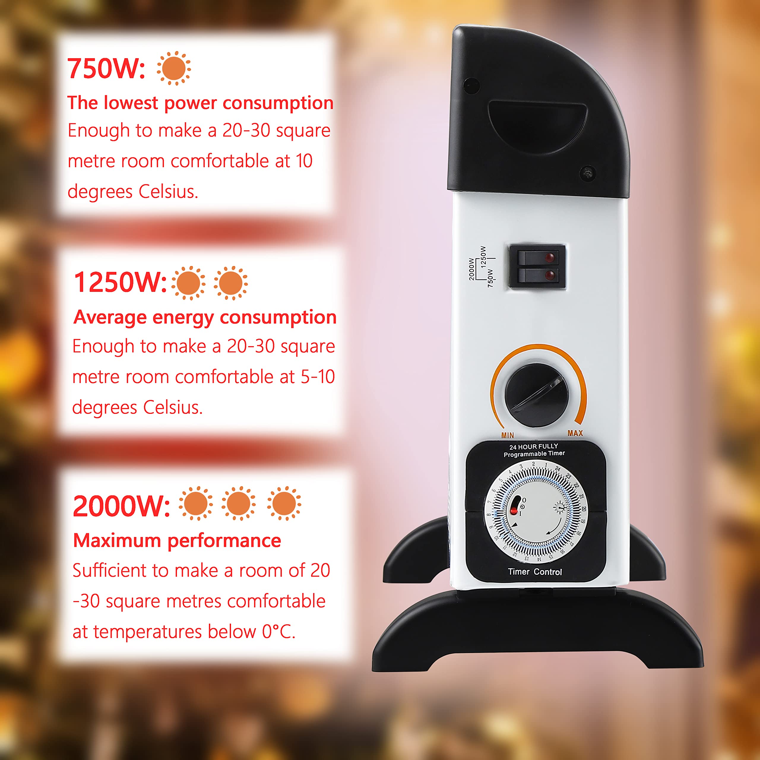 DONYER POWER Convector Radiator Heater with 24-HR Timer/Electrical/Room  Heating/Oil-Free Radiator : Amazon.co.uk: Home u0026 Kitchen
