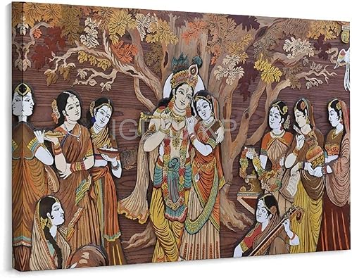Radha Krishna Dioses hindúes, ópera de arte famosa, mural de arte de Riproduzione, ópera de arte hinduizm, póster de lienzo de Radh para decoración