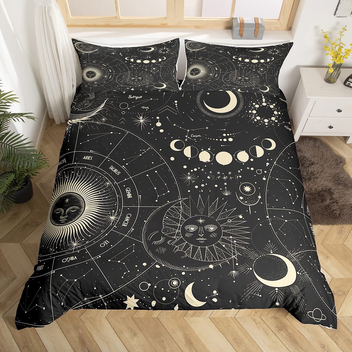 Funda nórdica de cielo estrellado de 200 x 200 cm para dormitorios de estilo místico