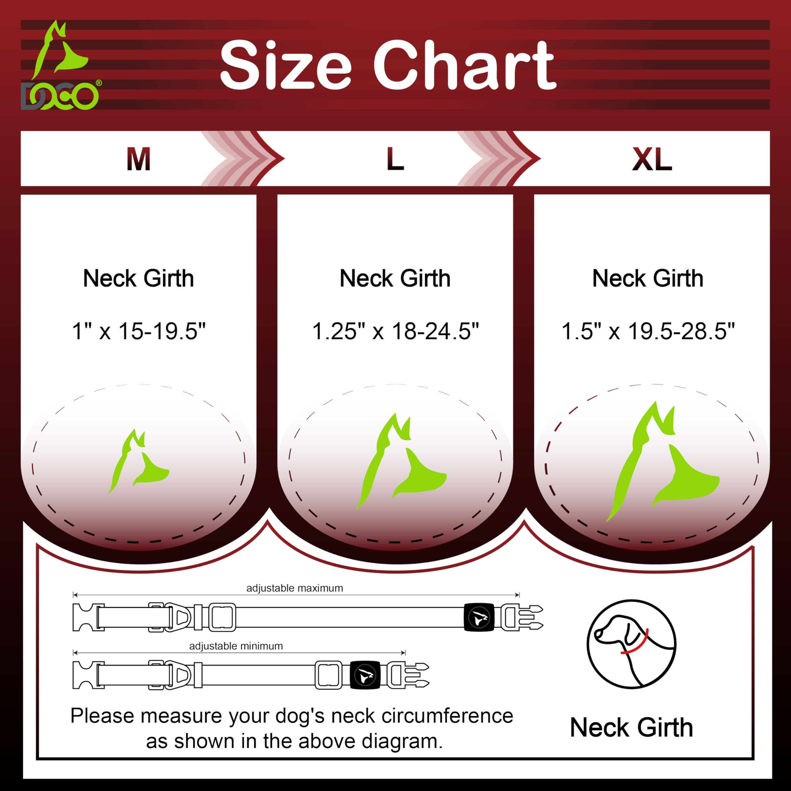 DOCO Solar Martingale Collar for Medium and Large Dogs, Heavy-Duty Reflective Mesh Collar