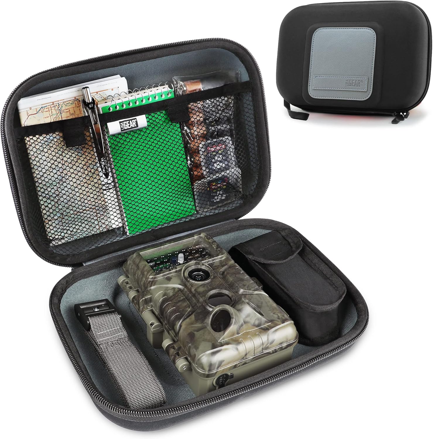USA Gear Trail Camera Case - Hard Shell Case for Trail Cameras Compatible with GardePro A3, Moultrie, Bushnell, and More - Hunting Accessories, Water Resistant Exterior - Black