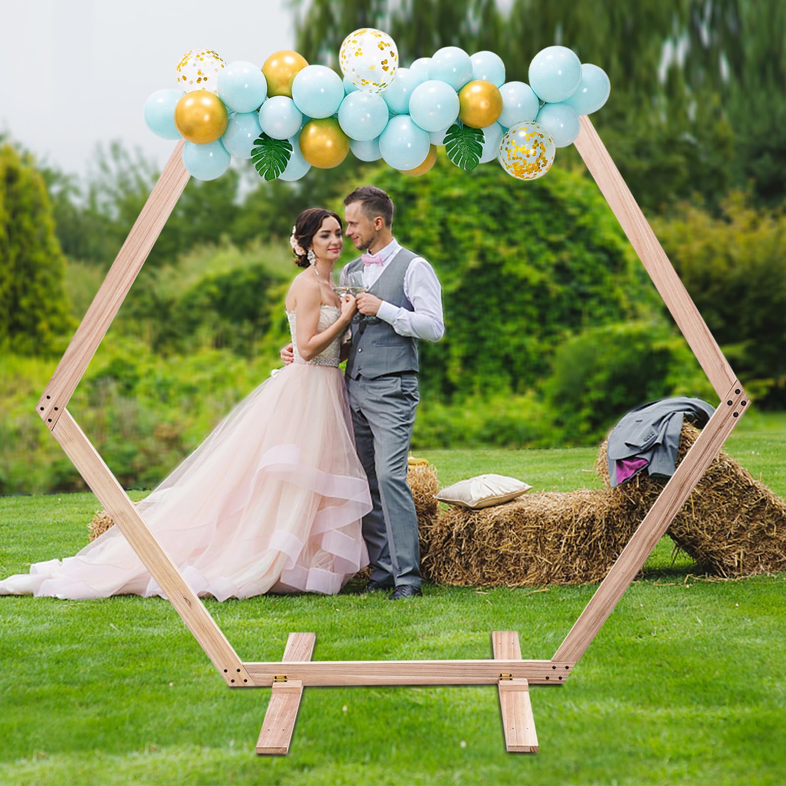 Arco de boda de madera hexagonal, soporte de fondo hexagonal, para boda, arco de boda, base de arco de boda, soporte para bodas, fiestas, decoraciones de cumpleaños