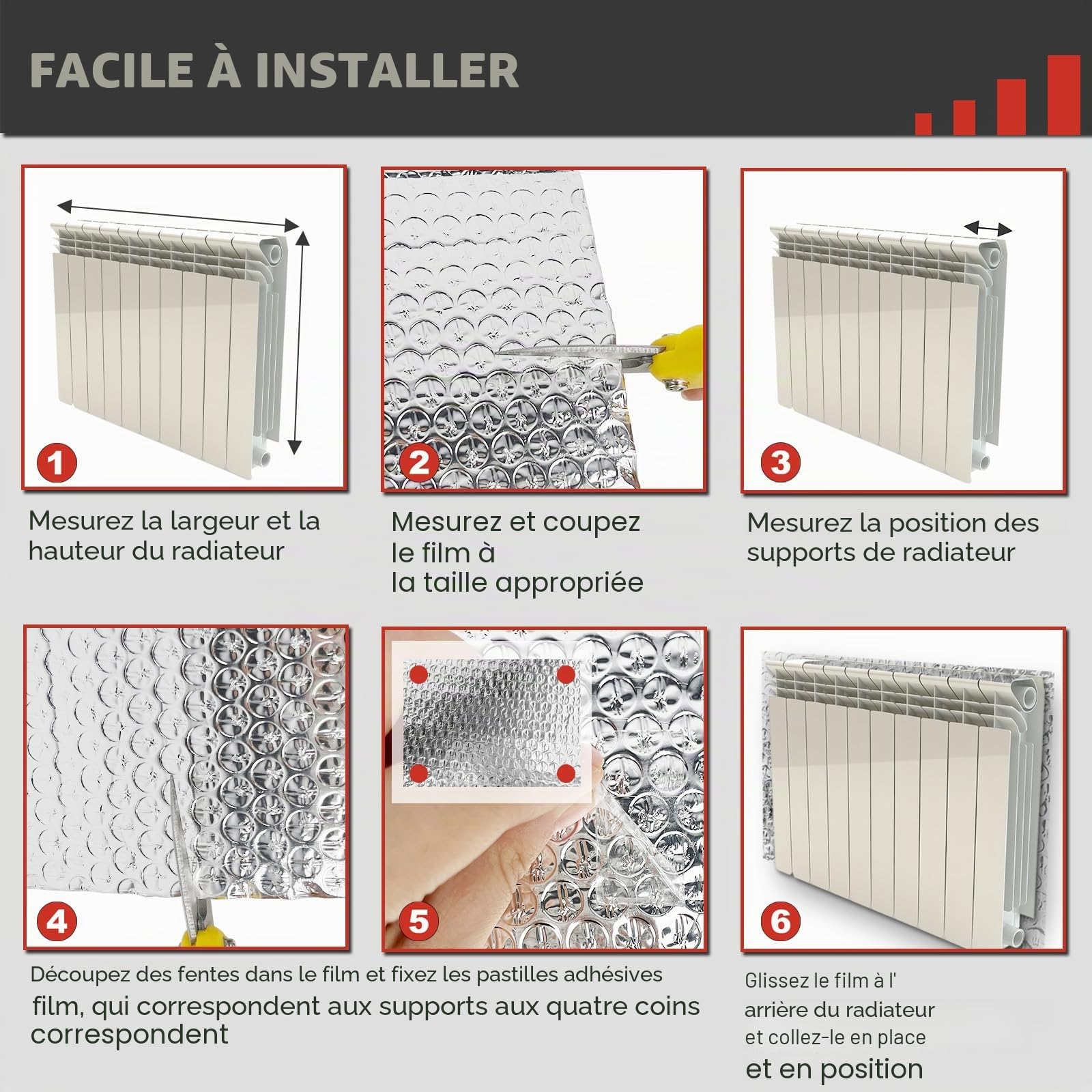 0.6 x 5 m Isolant Thermique, Reflecteur Radiateur en Film Aluminisé a Bulles Double Face, Réflecteur Radiateur Isolant Thermique Voiture, Isolation Thermique pour Fenetre, Voiture, Radiateur