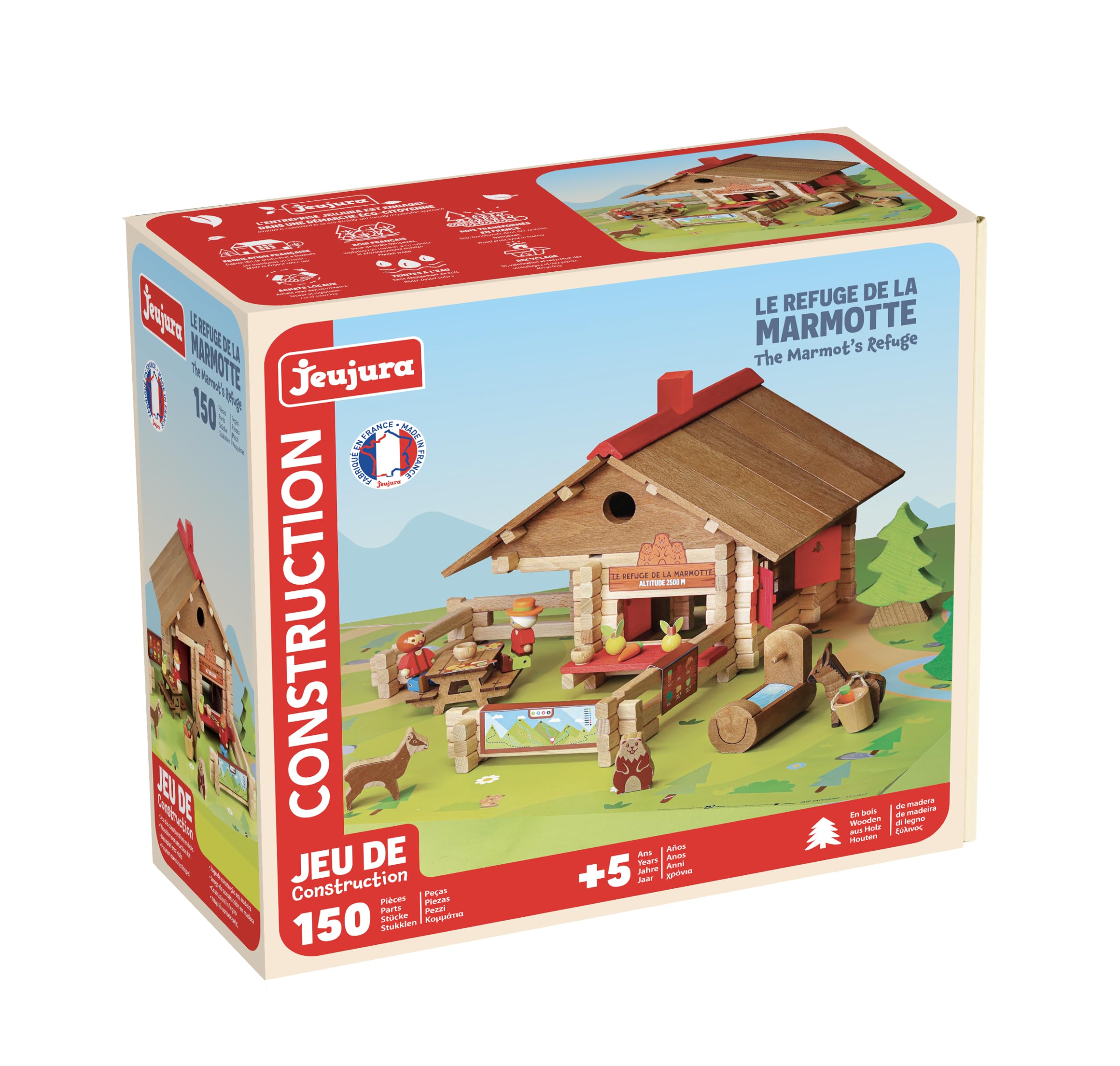 Jeujura - Il Rifugio della Marmotta - 150 pezzi - Giochi di Costruzione nella sua Valigia di Cartone - A partire dai 5 Anni - Agilità - Creatività - Manipolazione - Catalogo fornito - 8090