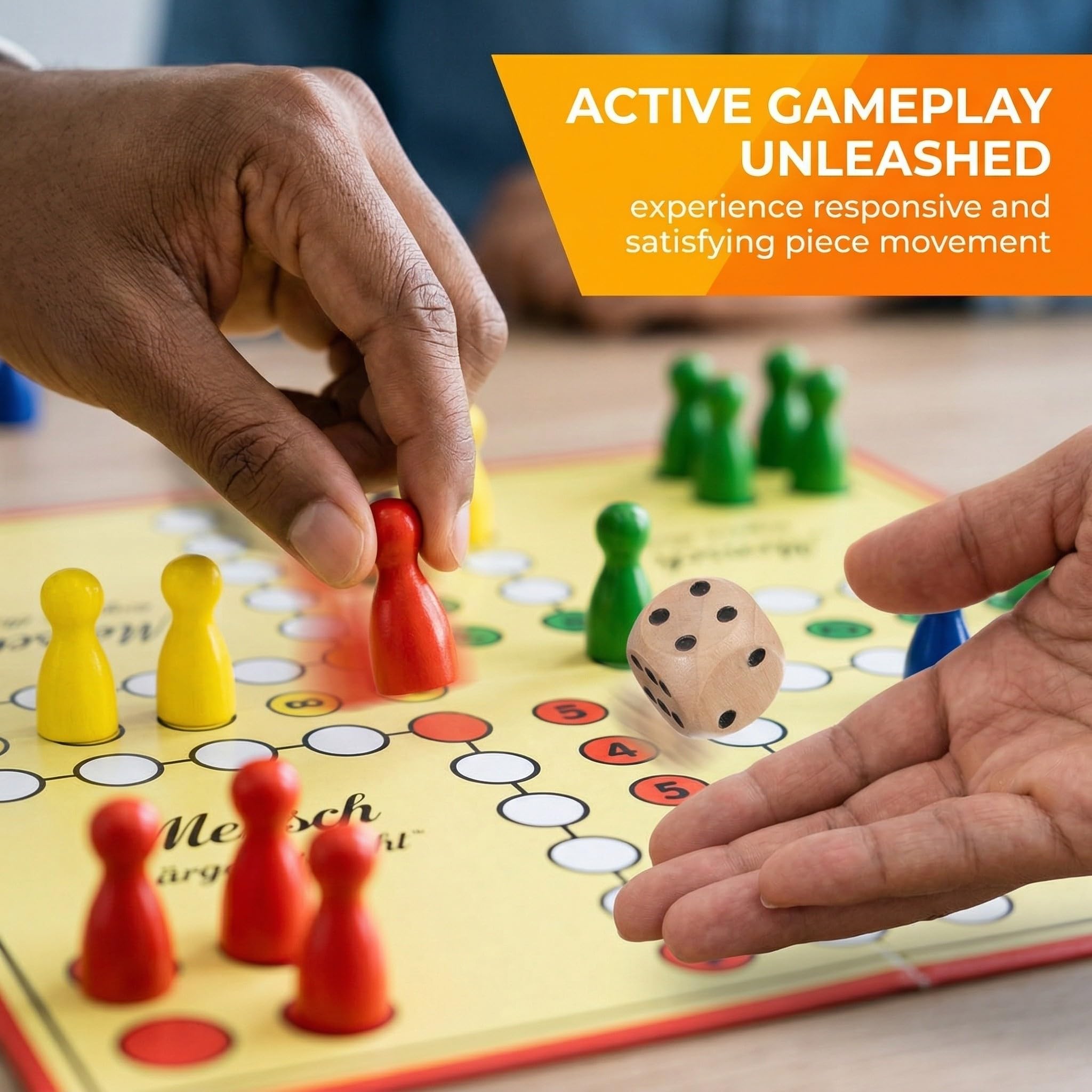 Pedine Gioco da Tavolo in Legno Colorate, 32pz Extra Grandi + 2 Dadi | Ricambio Universale per Ludo, Dama, Bambini e Anziani