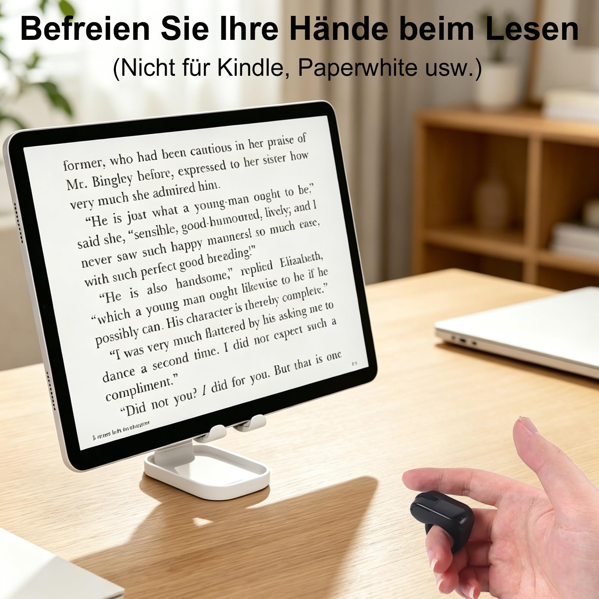 TikTok-Scrolling-Ring, Bluetooth-Fernbedienung mit Touchpad, Wiederaufladbar mit Ladehülle, Fernbedienung für Kurzvideos, Kamera-Auslöser, E-Book Seitenwender, für Telefon Tablet iOS Android(Schwarz)