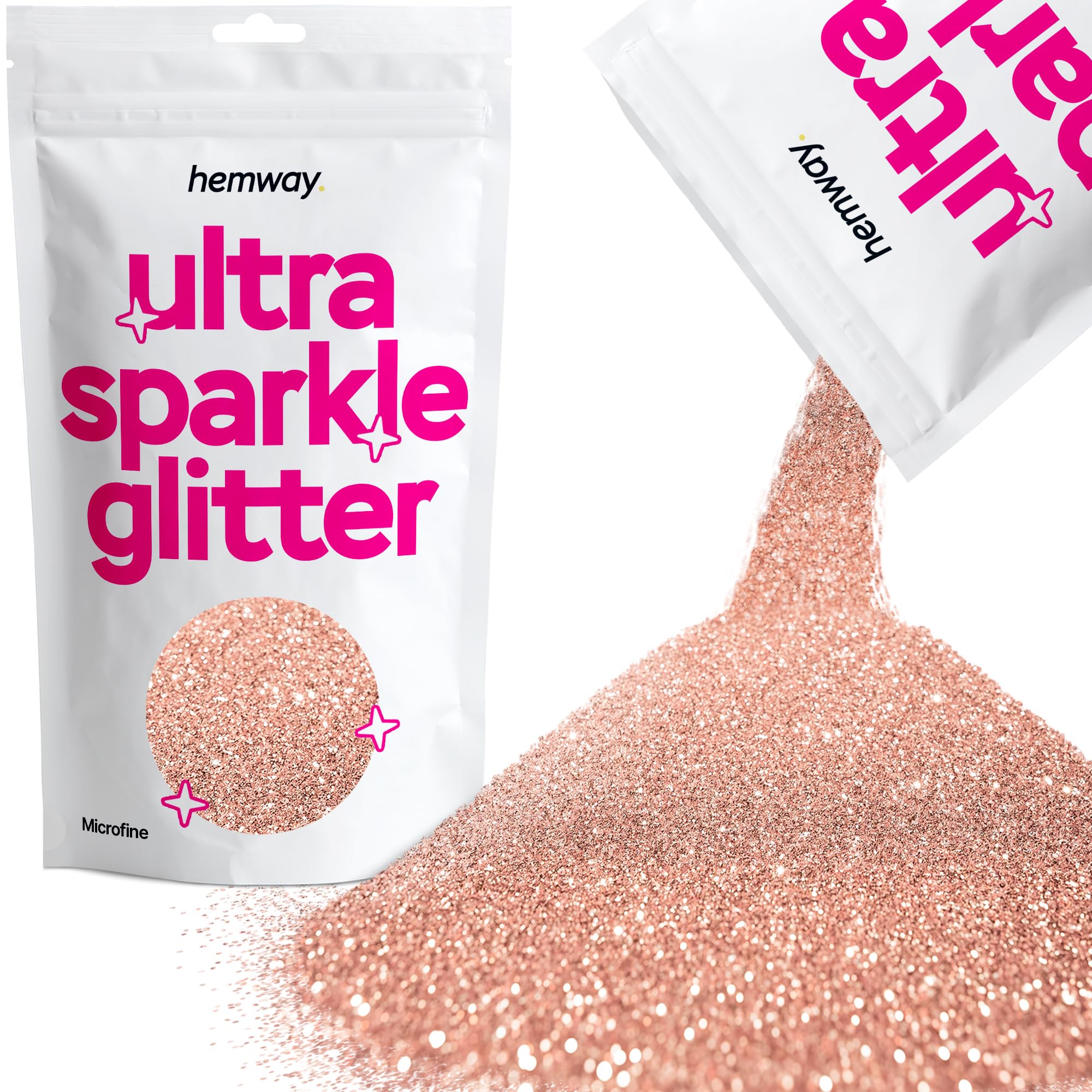 Hemway Ultra Sparkle Glitter Baby Pink Iridescent 100g Fine | Glitter for Arts & Craft, Makeup, Nail Art, Crafting, Card Making, Sparkle Decoration — view 139