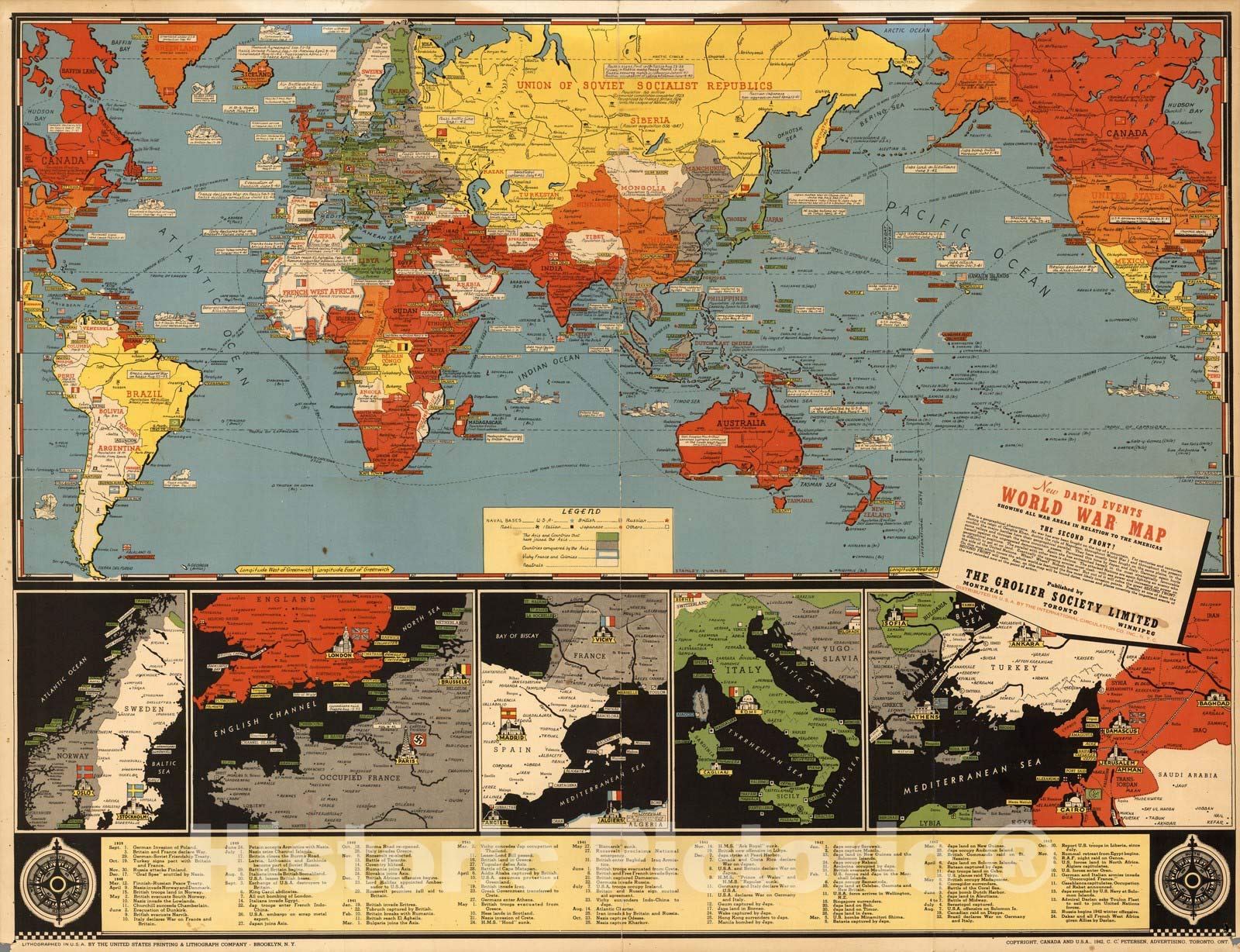 Amazon.com: Historic Map : New Dated Events World War Map. 1942