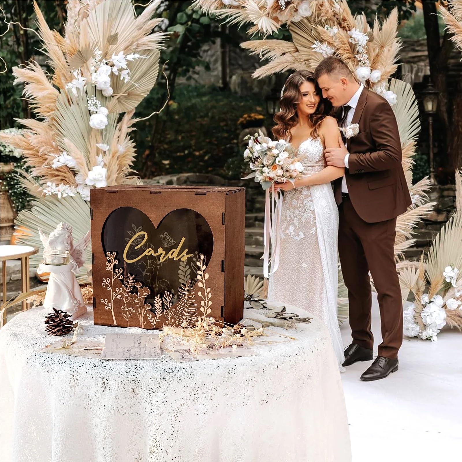 Kartenbox Hochzeit Hochzeitskartenboxen aus Holz for den Empfang, rustikale Hochzeitsbox for Karten und Geld, Briefumschlag-Spardose-Kartenbox