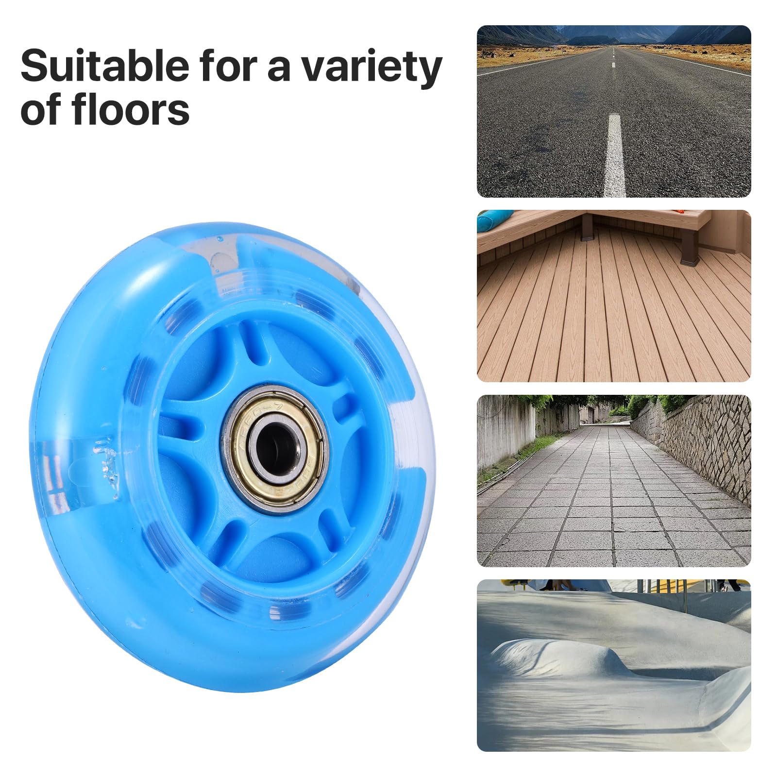 Roues de rechange pour trottinette, 1 roue flash LED, 80 mm, mini micro trottinette, roues pour patin à roulettes, lumières clignotantes, arrière, ABEC-7, 80 mm, pour enfants et adolescents, patinage