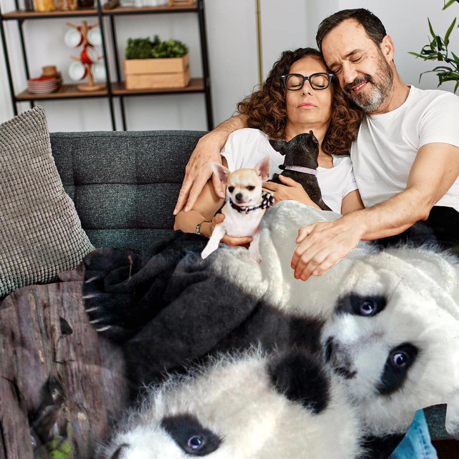 Koc polarowy Panda zwierzę na kanapę lekki pluszowy puszysty