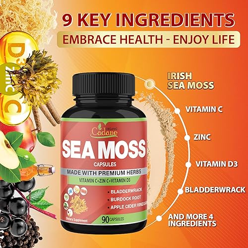 Miniatura 5 de Cápsulas de extracto de musgo marino irlandés orgánico 8700mg - Apoya el sistema inmunológico y la salud general - 90Cápsulas