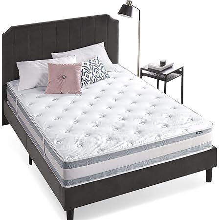 ZINUS 10 Inch Green Tea Cooling Gel Memory Foam HybridMattress / Pocket Innersprings for Motion Isolation / Edge Support, Queen, White