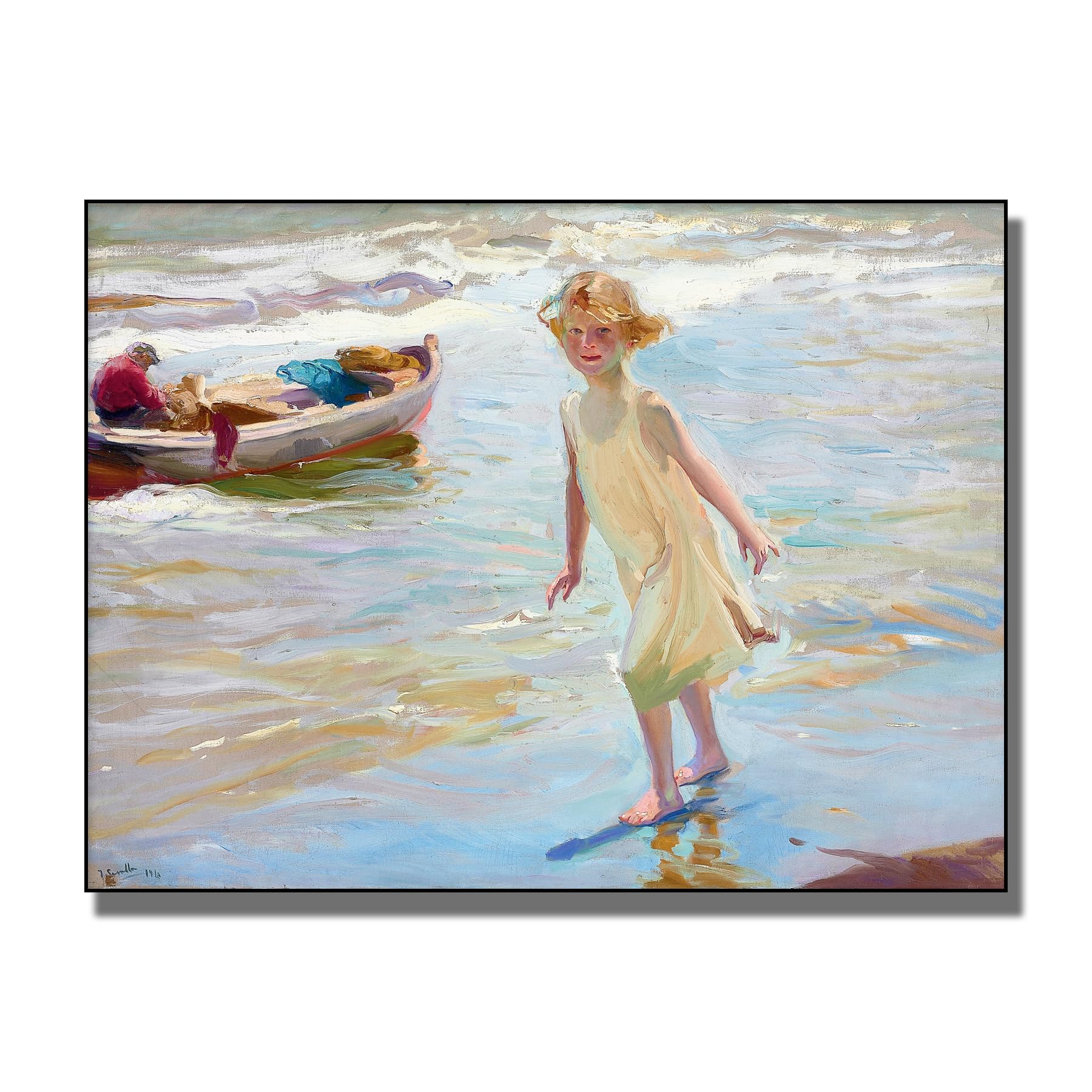 OKRA Joaquin Sorolla Canvas Wall Art - Ni A En La Playa Poster - Famous Paintings Art Poster