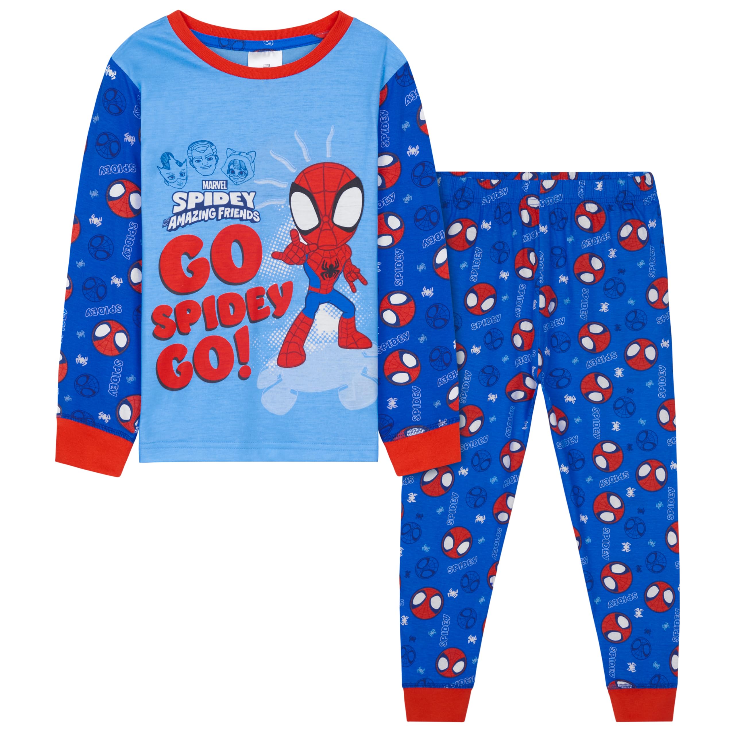 Marvel Spiderman Pyjamas for Boys Teenagers Long PJs Set Soft Breathable Nightwear Loungewear Comfy Jammies Sleepwear Spidey Gifts for Boys (Blue, 7-8 Years)