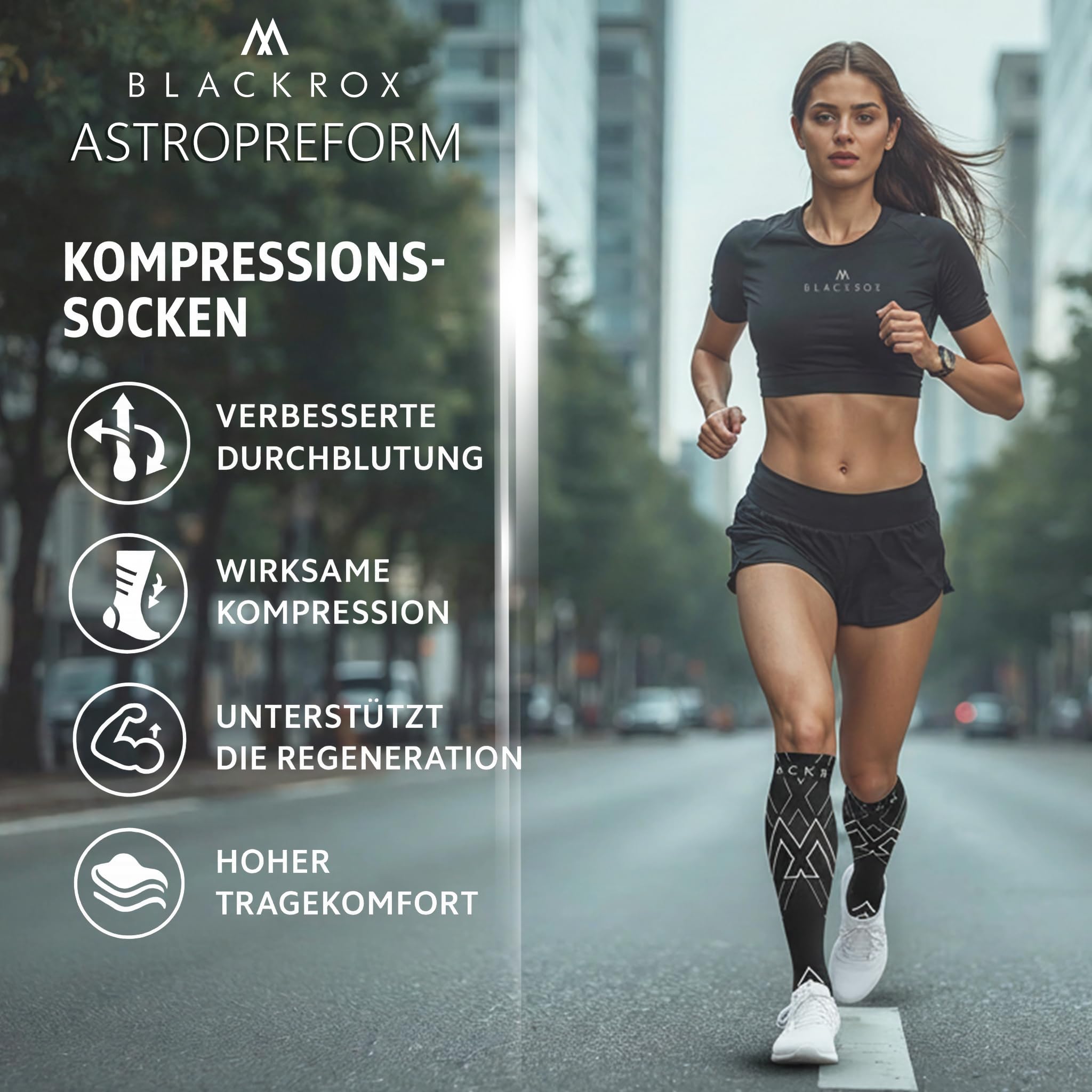 BLACKROX Medias de compresión deportivas Astropreform calcetines de compresión, ganador de la comparación, medias de compresión deportivas, calcetines de fútbol, mujer, hombre