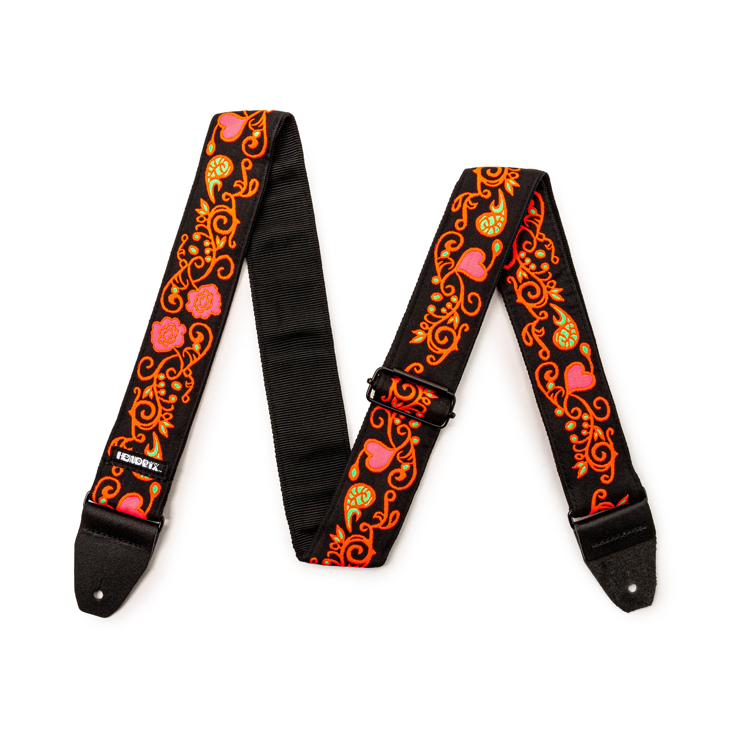 DUNLOP JH23 Jimi Hendrix Blacklight Monterey Orange, żakard, odporny na działanie promieni UV, regulowany 99-168 cm, skórzane wykończenie