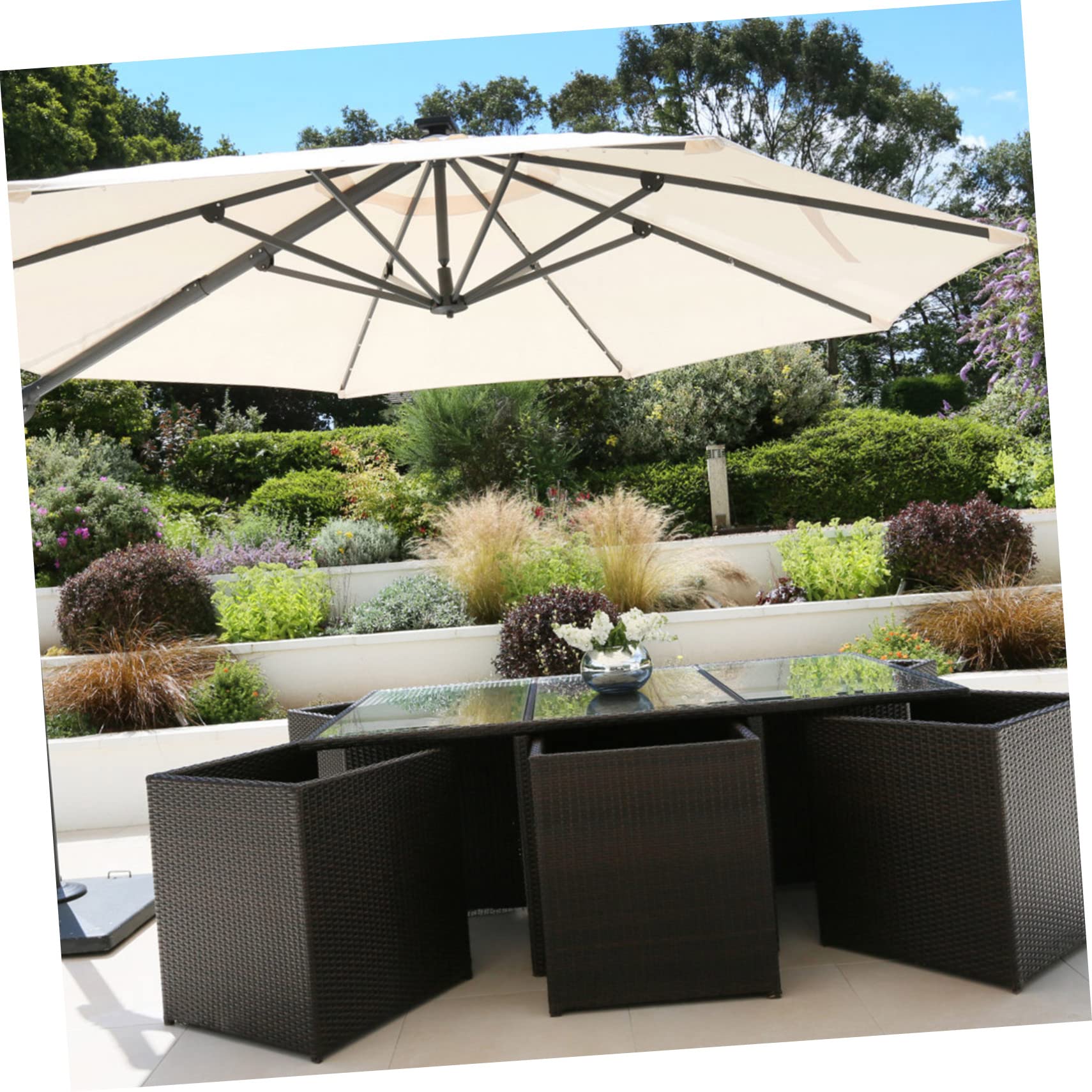 Telo di Ricambio per Ombrellone da Giardino 2, 7m Beige | Poliestere Filato, Protezione dal Sole e Dalla Pioggia, Atmosfera Estiva, Ventilazione Integrata