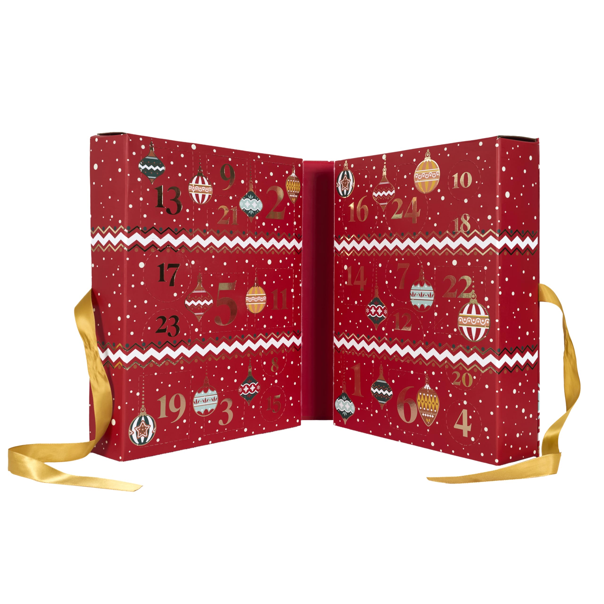 Home Deco Factory, BO0095, Calendrier de l'Avent avec Bougies Parfumées et Surprises, Design Traditionnel, Ambiance Festive, Idéal pour Offrir, Rouge, Taille Unique
