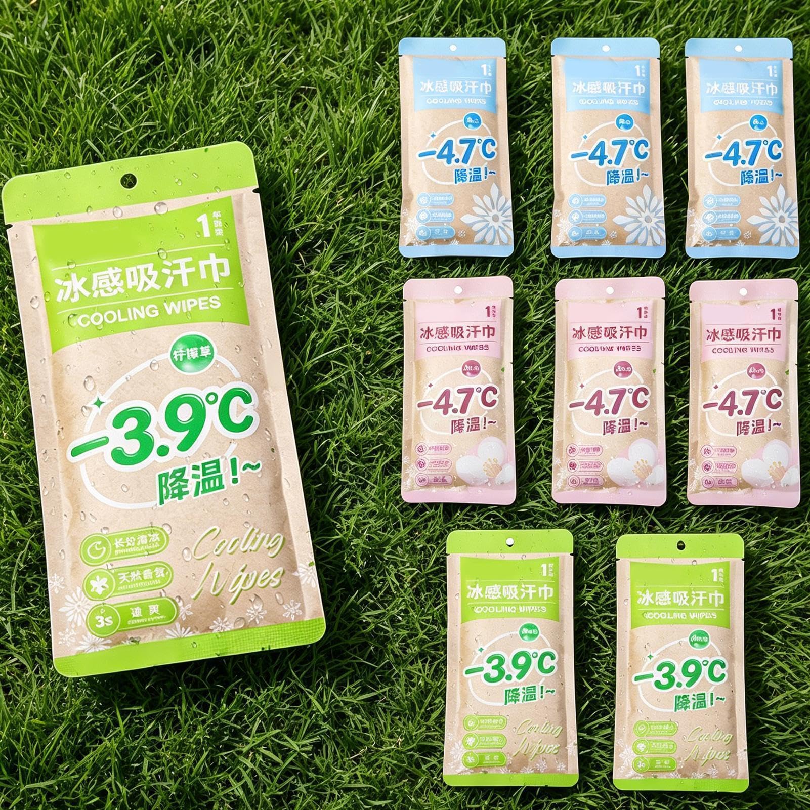 Lot de 9 lingettes rafraîchissantes et apaisantes pour temps chaud