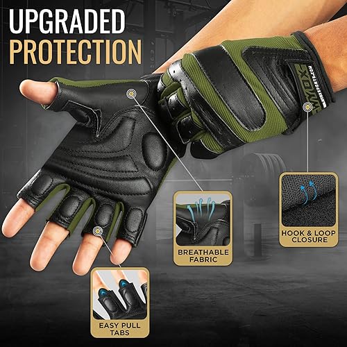 Miniatura 6 de WYOX Guantes de levantamiento de pesas para entrenamiento de gimnasio  Palma acolchada antideslizante, guantes de gimnasio para mujeres y hombres,