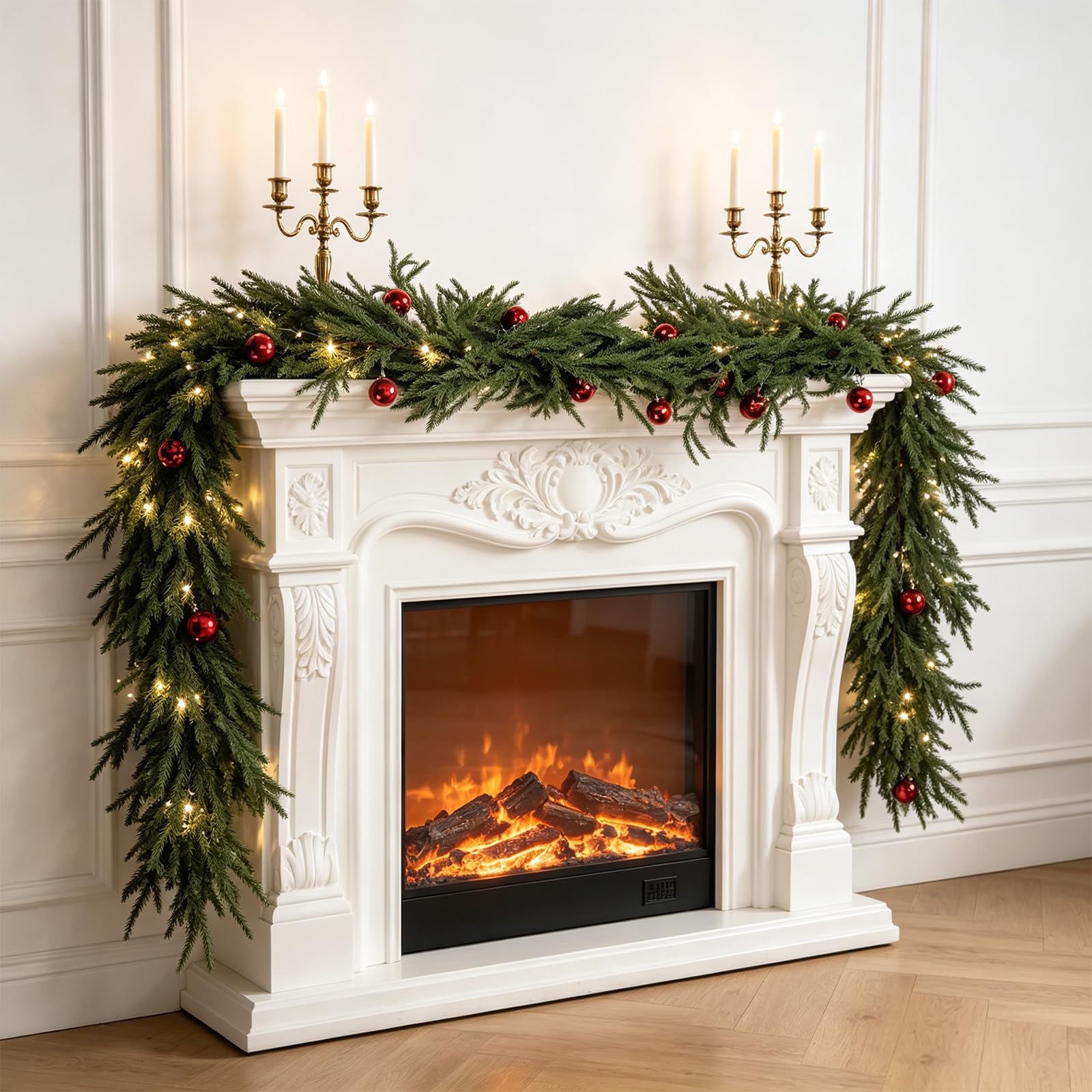 Guirlande de Noël 270cm, Guirlande Sapin Artificiel avec 50 Lumières (B)